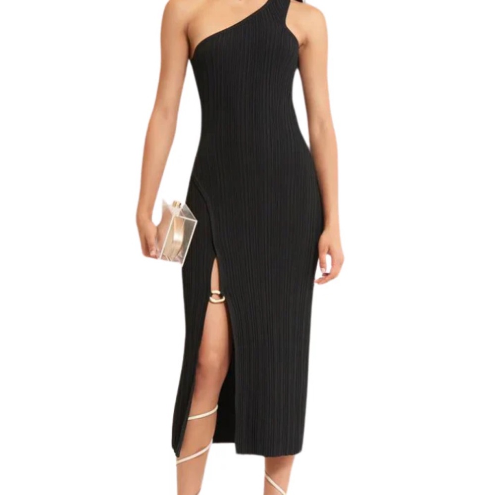 Cult Gaia Black Asymmetrical One Shoulder Cocktail Dress
